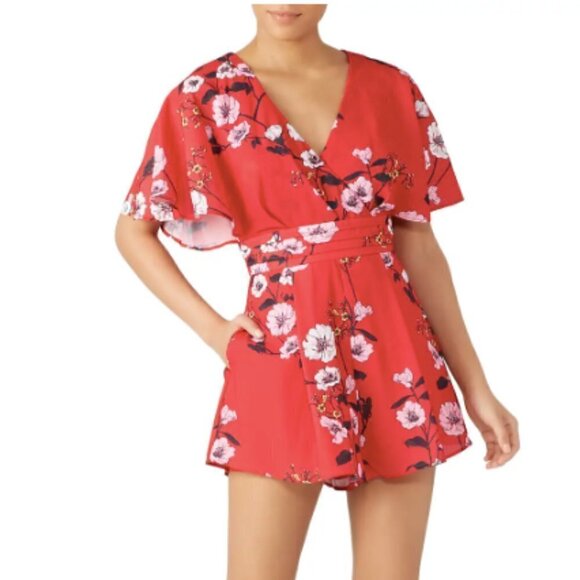 Keepsake The Label Floral Darkness Romper in Red sz 4 - Picture 1 of 5